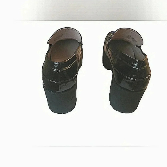 Academia 9 Preppy Black Patent Chunky Platform Lugsole Loafers - Picture 5 of 6